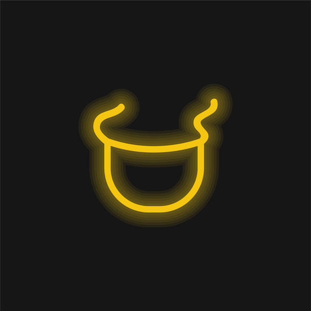 Baby Bib Doek Outline geel gloeiende neon pictogram - Vector, afbeelding