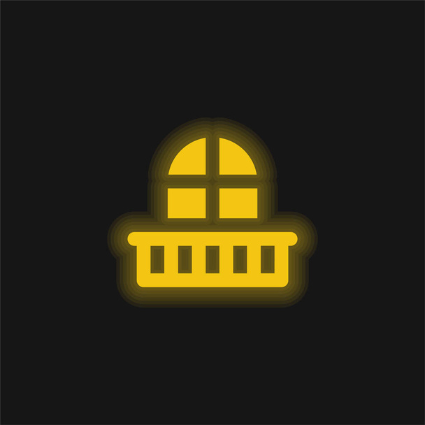 Balcón amarillo brillante icono de neón - Vector, Imagen