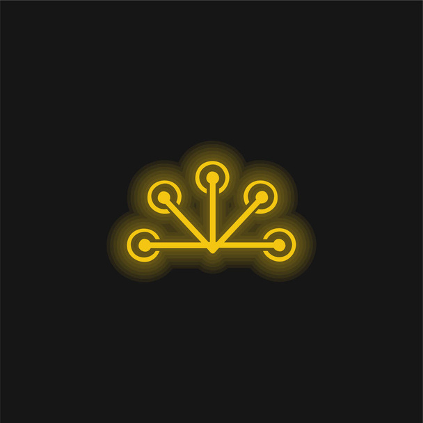 Antenna sárga izzó neon ikon - Vektor, kép