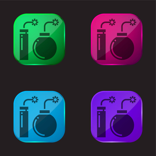Blaas vier kleuren glas knop pictogram - Vector, afbeelding