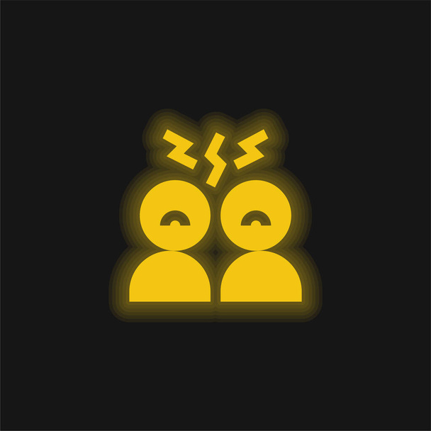 Icono de neón brillante amarillo enojado - Vector, Imagen