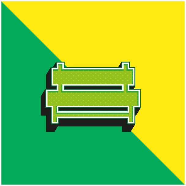 Bench Green and yellow modern 3d vector icon logo - Vector, Image