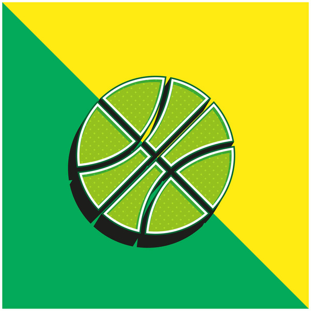 Koszykówka Zielony i żółty nowoczesny ikona wektora 3D logo - Wektor, obraz