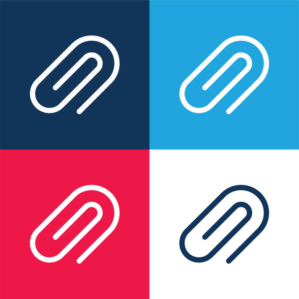 Attachment blue and red four color minimal icon set - Vector, Image