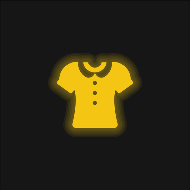 Blusa amarelo brilhante ícone de néon - Vetor, Imagem