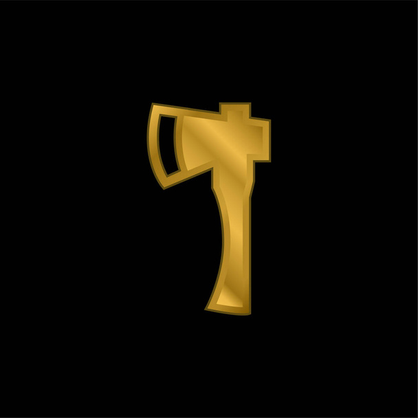 Ax chapado en oro icono metálico o logo vector - Vector, imagen