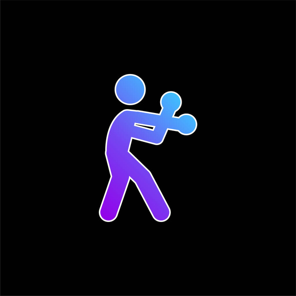 Boxeo silueta azul gradiente vector icono - Vector, imagen
