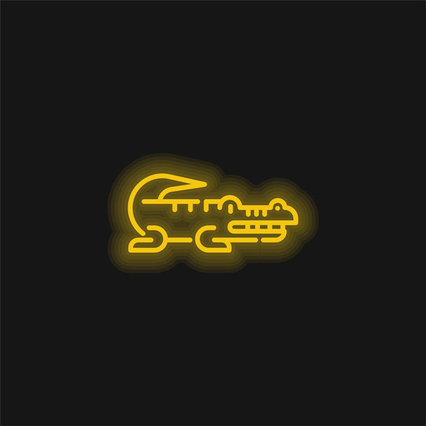 Alligator geel gloeiende neon pictogram - Vector, afbeelding