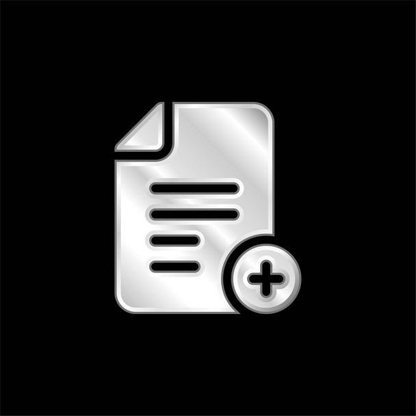 Adicionar File prata banhado ícone metálico - Vetor, Imagem