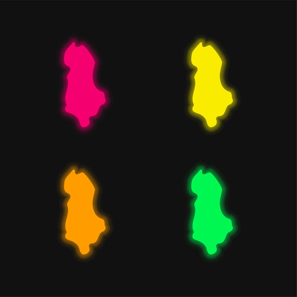 Albanië vier kleuren gloeiende neon vector icoon - Vector, afbeelding