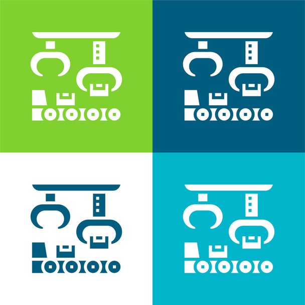 Összeszerelés Lapos négy szín minimális ikon készlet - Vektor, kép