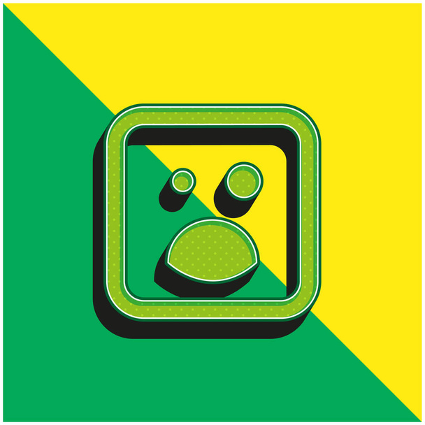 Black Eye And Open Mouth Emoticon Square Face Zielone i żółte nowoczesne logo wektora 3D - Wektor, obraz