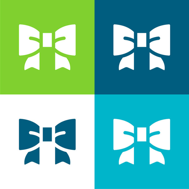 Bow Flat quatro cores conjunto de ícones mínimos - Vetor, Imagem