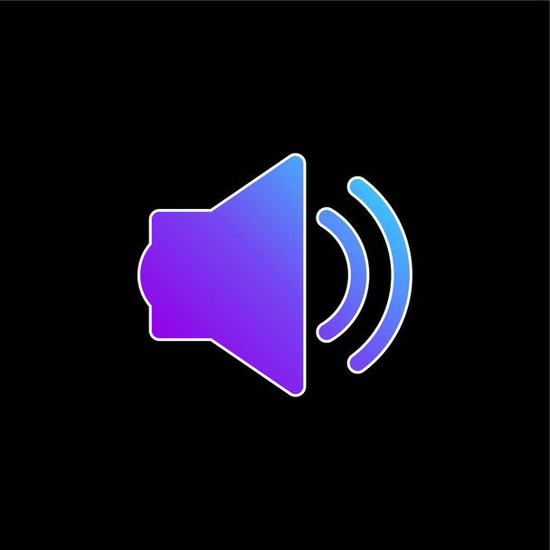 Grand haut-parleur avec deux ondes sonores bleu dégradé icône vectorielle - Vecteur, image