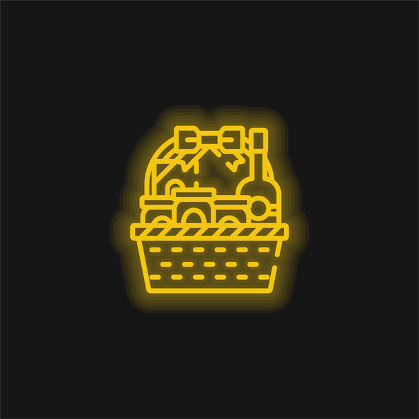 Sepet sarısı parlak neon simgesi - Vektör, Görsel