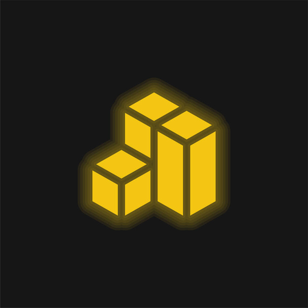 3d Modeling yellow glowing neon icon - Vector, Image
