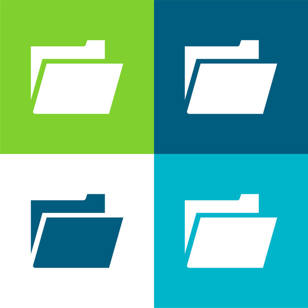 Black Open Folder Symbol Of Interface Flat four color minimal icon set - Vector, Image