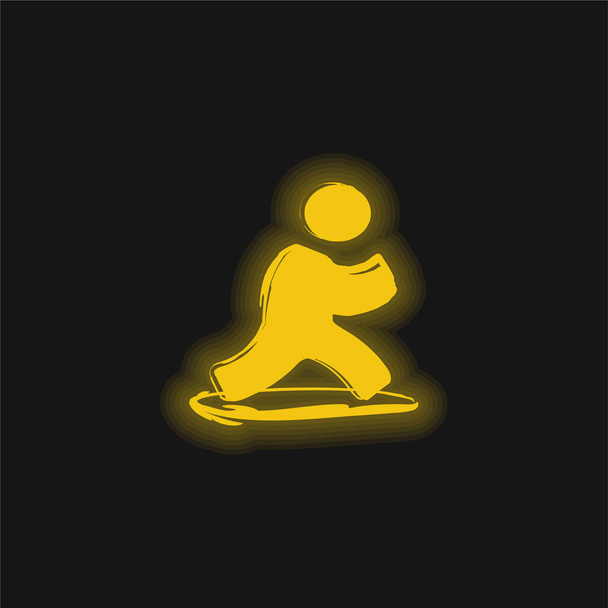 AIM Sketched Social Logo geel gloeiend neon pictogram - Vector, afbeelding