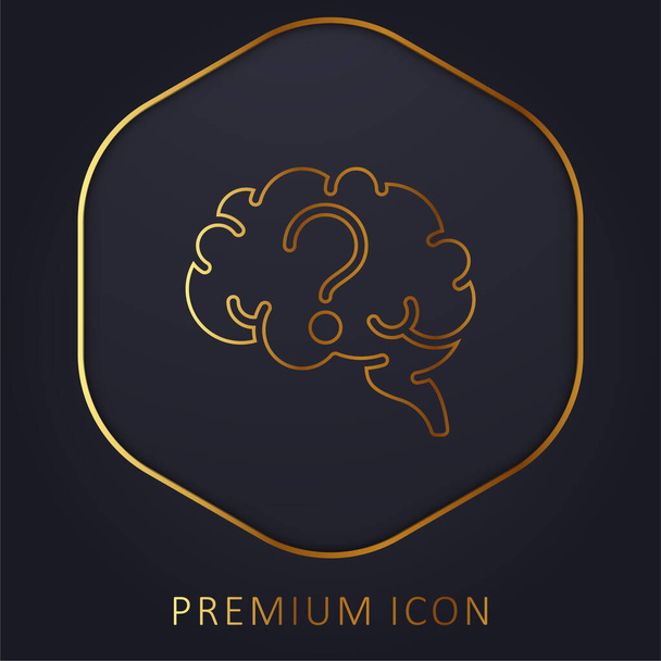 Cérebro linha dourada logotipo premium ou ícone - Vetor, Imagem