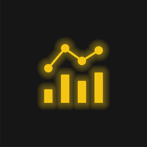 Analytics yellow glowing neon icon - Vector, Image