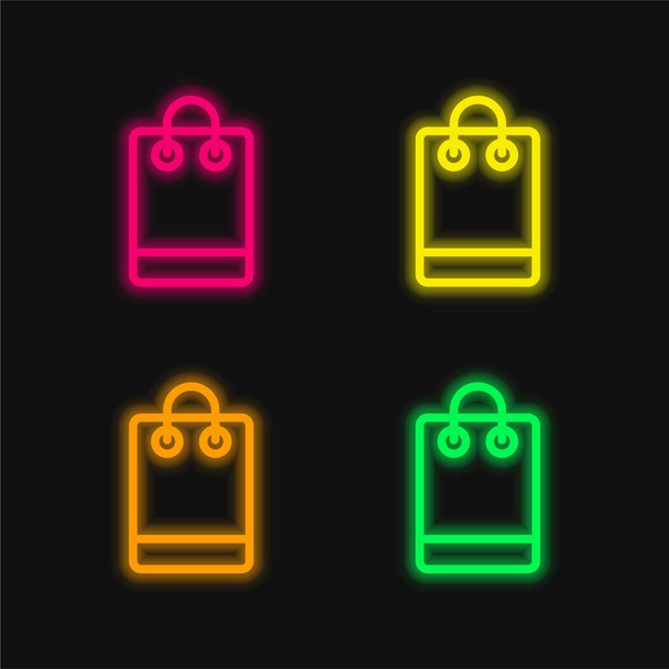 Torba cztery kolor świecący neon wektor ikona - Wektor, obraz