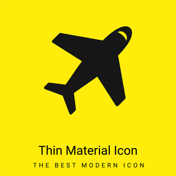Airplane From Top View minimal bright yellow material icon - Vector, Image