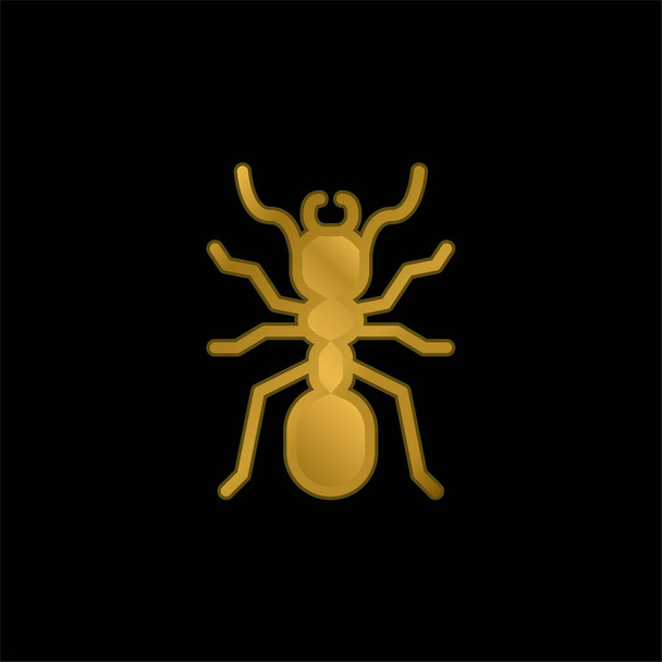 Ant gold plated metalic icon or logo vector - Vector, Image