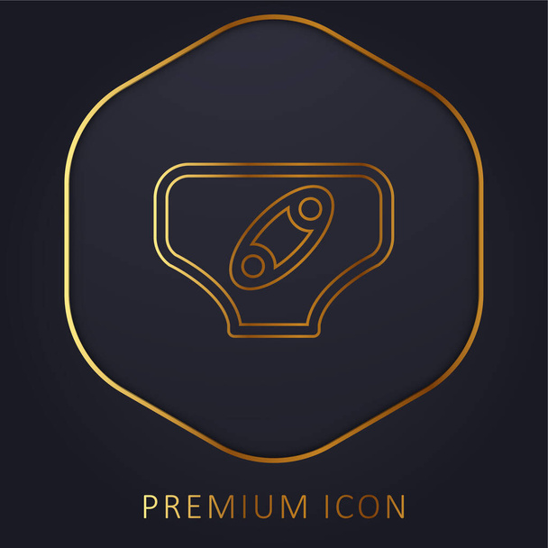 Baby pelenka vázlat biztonsági tűvel az első arany vonal prémium logó vagy ikon - Vektor, kép