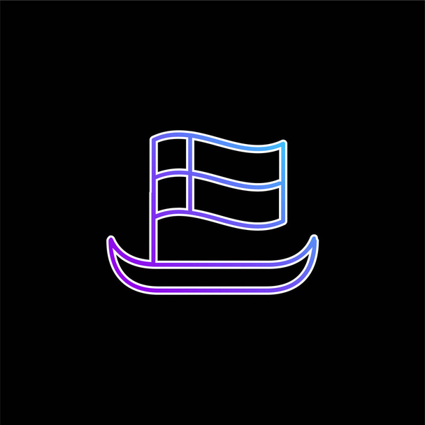 Boat With Flag Outline blue gradient vector icon - Vector, Image