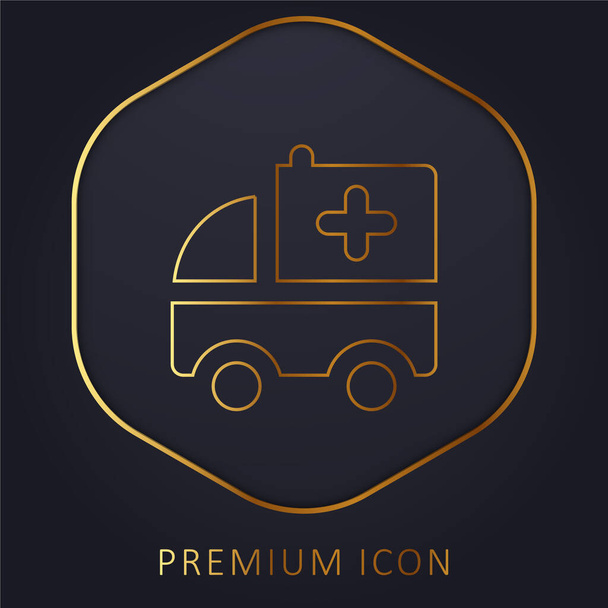 Logotipo o icono premium de línea dorada de ambulancia - Vector, Imagen