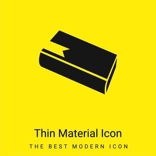 Libro Diagonal View Silhouette Con Bookmark icono de material amarillo brillante mínimo - Vector, imagen