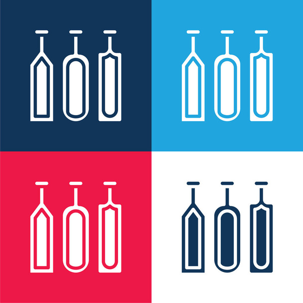 Alkohol blau und rot vier Farben minimales Symbol-Set - Vektor, Bild