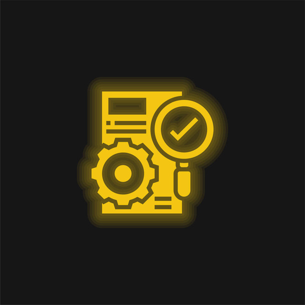 Pontosság sárga izzó neon ikon - Vektor, kép
