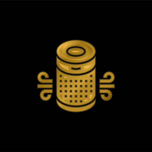 Oczyszczacz powietrza złocony metaliczna ikona lub wektor logo - Wektor, obraz