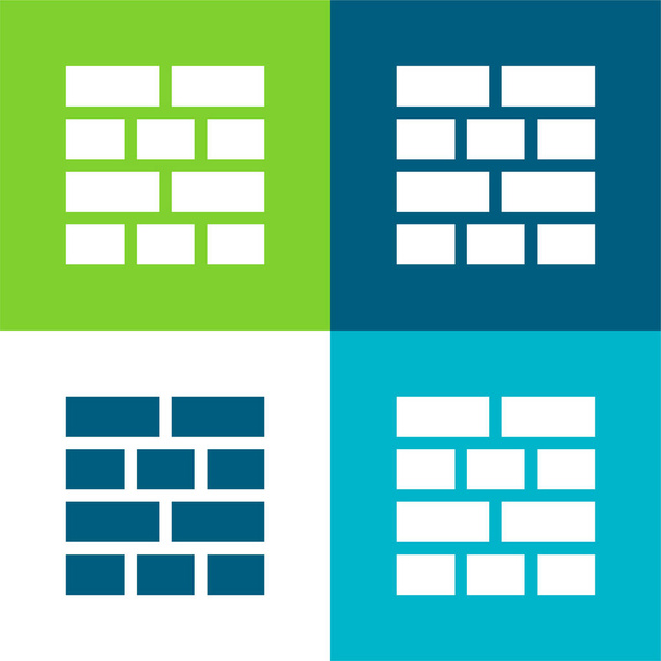 Disposition des briques Ensemble d'icônes minimal plat de quatre couleurs - Vecteur, image
