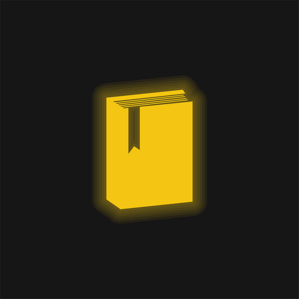 Book With Marker yellow glowing neon icon - Vector, Image