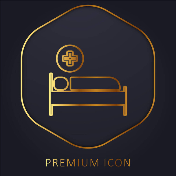 Cama línea dorada logotipo premium o icono - Vector, Imagen