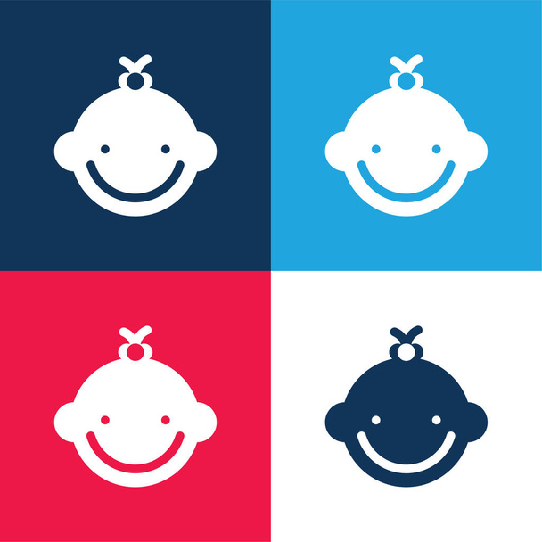 Ensemble d'icônes minime bébé fille bleu et rouge - Vecteur, image