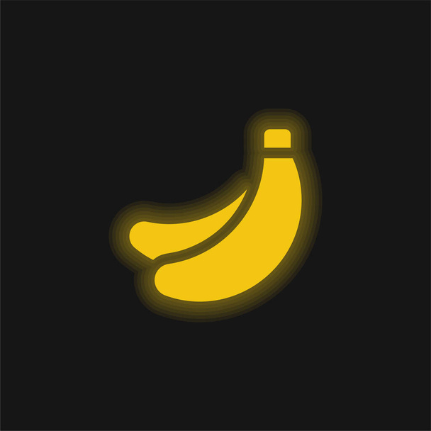 Ícone de néon brilhante amarelo Bananas - Vetor, Imagem