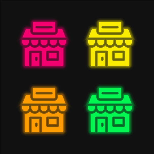 Agence quatre couleurs rougeoyantes icône vectorielle néon - Vecteur, image