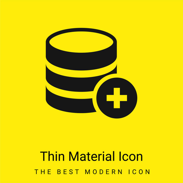 Add Database Button For Interface minimal bright yellow material icon - Vector, Image