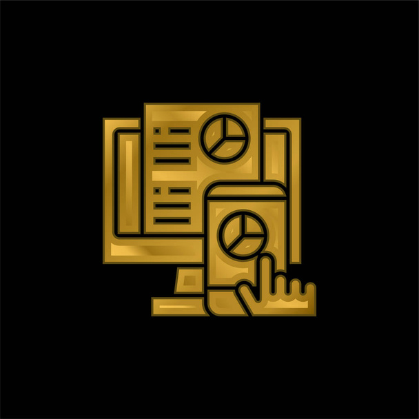 Análise banhado a ouro ícone metálico ou vetor logotipo - Vetor, Imagem
