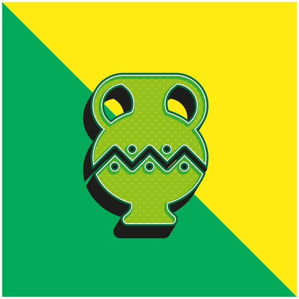 Αρχαία Βάζο Πράσινο και κίτρινο σύγχρονο 3d διάνυσμα εικονίδιο λογότυπο - Διάνυσμα, εικόνα