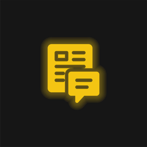 Blog yellow glowing neon icon - Vector, Image