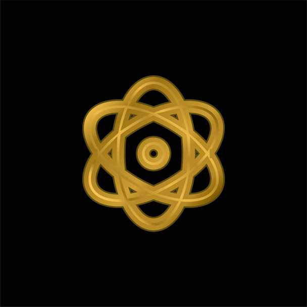 Atom gold plated metalic icon or logo vector - Vector, Image