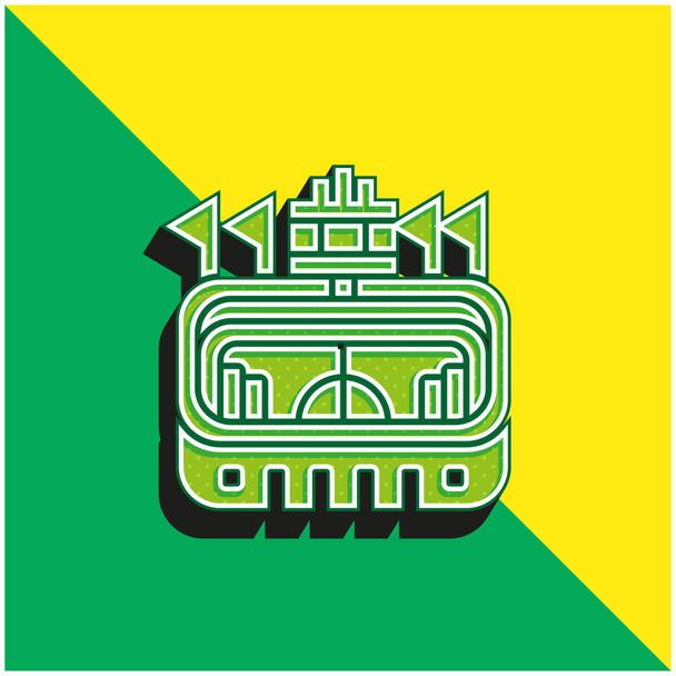 Arena verde y amarillo moderno 3d vector icono logo - Vector, imagen