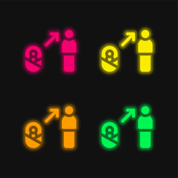 Benefit four color glowing neon vector icon - Vector, Image