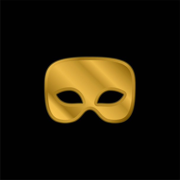 Siyah Erkek Karnaval Maskesi altın kaplama metalik simge veya logo vektörü - Vektör, Görsel