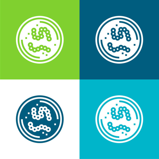 Bacterias Plano de cuatro colores mínimo icono conjunto - Vector, Imagen