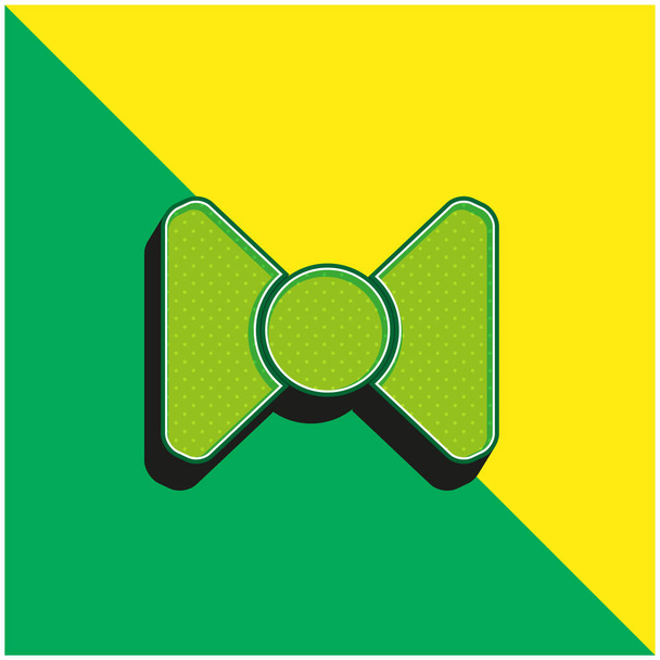 Bow Black Silhouette Πράσινο και κίτρινο σύγχρονο 3d διάνυσμα εικονίδιο λογότυπο - Διάνυσμα, εικόνα
